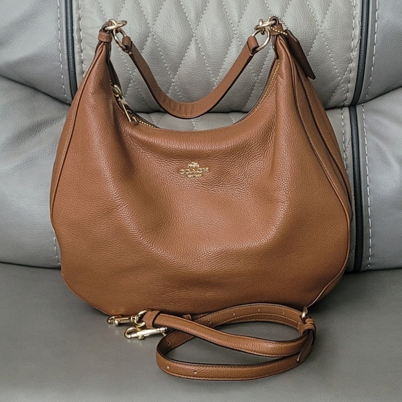 Coach Harley Hobo In Pebble Leather Gold/Brown F38259 - Picture 2 of 16